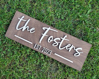 Custom Sign | Established Sign | Family Last Name Sign | Custom Wood Sign | 3D Laser Cut Sign | Wedding Gift | Wood Sign