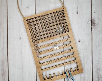 Wooden Earring Display | Rattan Jewelry Holder