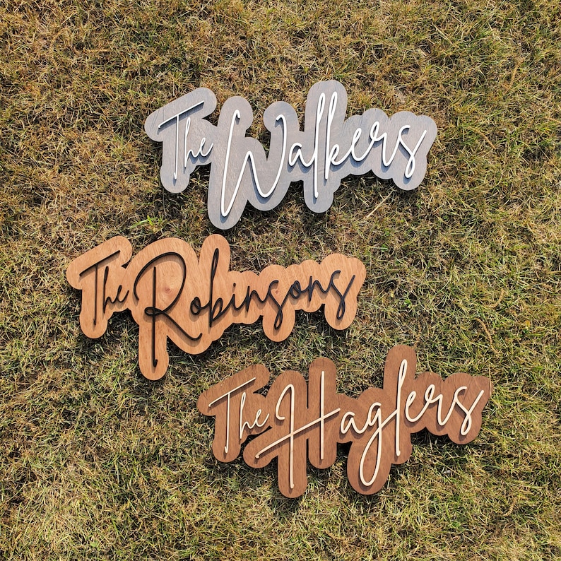 Layered Name Sign | Custom Wood Sign | Family Name Sign | Wood Cut Out | Last Name Sign | Laser Cut Sign image 3