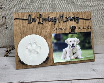 Clay Paw Print and Picture Frame | Clay Print Memorial Picture Frame