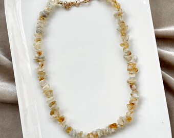 HJ necklace with real stone chips citrine