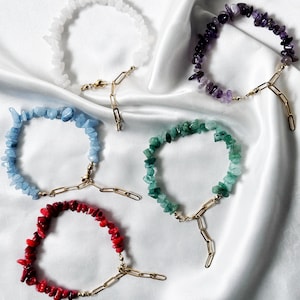 Healing Love Stone Armband – Healing Crystal Gemstone Bracelet – Natural Stone Link Bracelet – Edelstein Gliederarmband Damen – Boho Healing