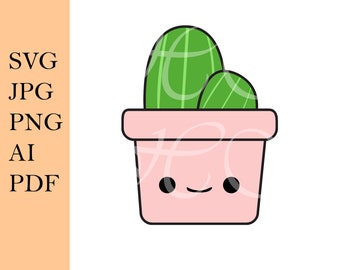 Cute Happy Cactus SVG file Illustration, Vector, Svg, Jpg, Png, Ai, Pdf