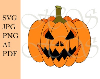 Pumpkin SVG file, Digital SVG, Happy Halloween, Cut file, Svg, Jpg, Png, Ai, Pdf, Clipart, T-shirt, Print