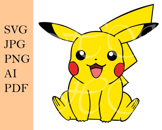 SVG File, Layered, Pikachu SVG, Vector, Pokemon Svg, Pikachu Svg, Silhouette Cut, Svg File, Cricut, Cartoon, PNG, Instant Download, Cute
