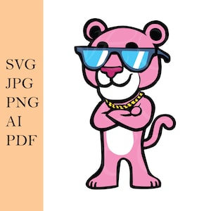 SVG File, Layered, Pink Panther SVG, Vector, Panther Svg, Silhouette Cut, Svg File, Cricut, Cartoon, PNG, Instant Download, Cool Panther