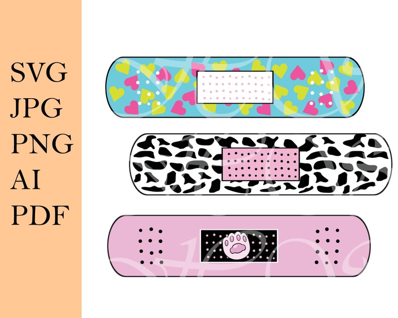 Svg File Band Aid Clipart, Bandaids Clipart, Bandage Clipart, Colourful ...