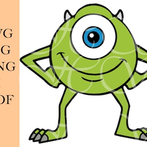 SVG file Monster, Layered, Green Monster, Mike, Vinyl, Cricut, Clipart, Sticker, Illustration, Jpg, Png, Pdf, Ai, Svg, Digital Download