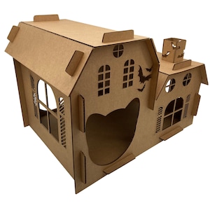 Cardboard Cat Homes Kitty Haunted House, Cat Playhouse for Indoor Cats, Gift For Cat Lovers