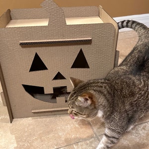 Cardboard Cat Homes Jack-O&#39;-Lantern Cat House, Cat Playhouse for Indoor Cats, Gift For Cat Lovers