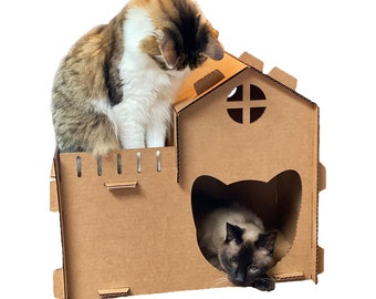 Cardboard Cat Homes Kitty House, Cat Playhouse for Indoor Cats, Gift For Cat Lovers