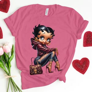 Bolsa Betty Boop Louis Vuitton Borgonha Betty Beauty Joias de ouro Presente para namorada Moda Aconchegante Mulheres Aniversário Baddie Bougie fofo Dia das Mães