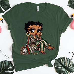 Sac Betty Boop Gucci reine de beauté bijoux en or petite amie cadeau mode douillet tendance femme anniversaire Baddie Bougie mignon fête des mères maman t-shirt