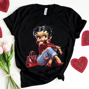 Sac rouge Betty Boop amour petite amie mode femmes confortables anniversaire diva méchant bougie dessin animé mignon mode maman maman mères t-shirt