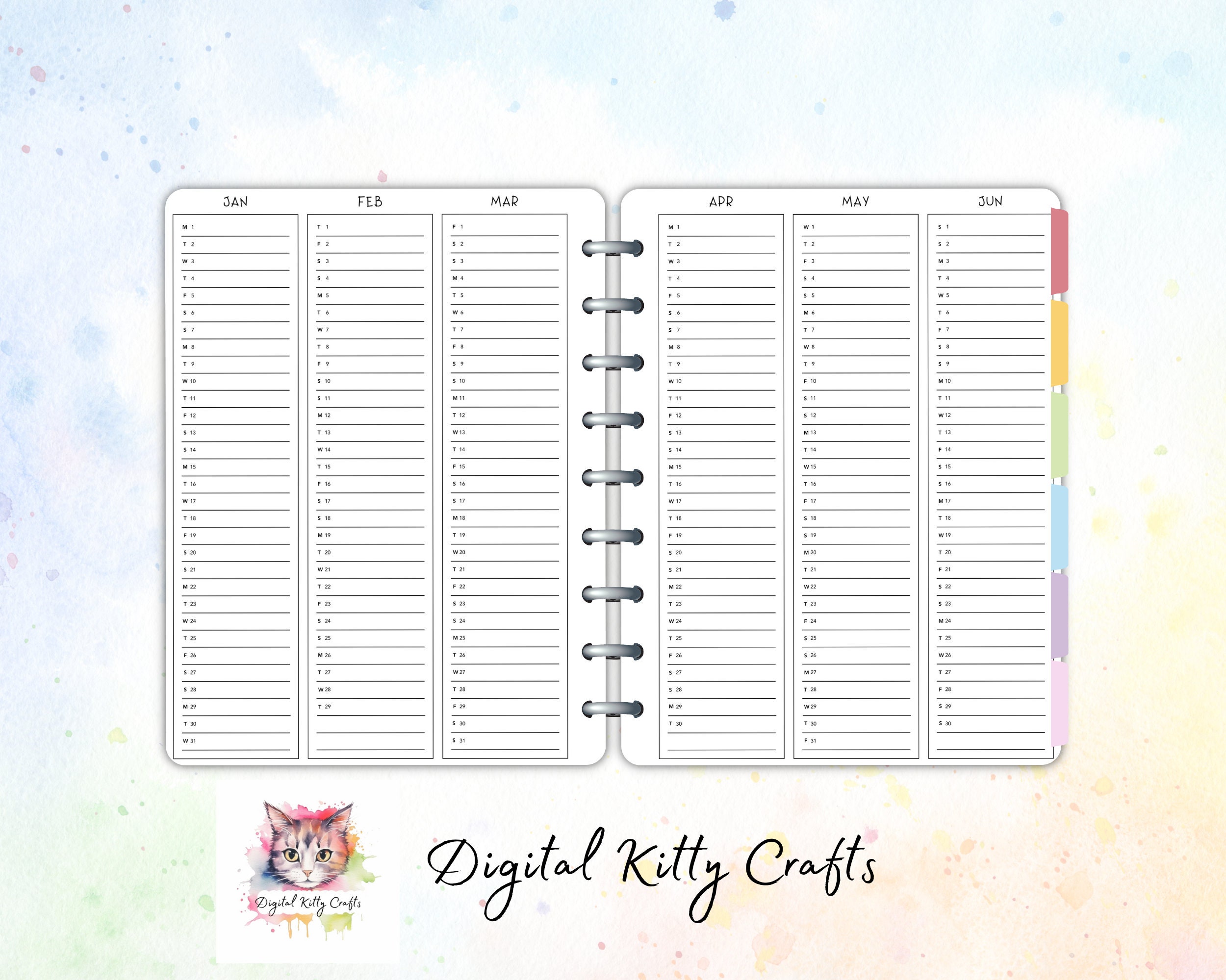 Year at a Glance 2024 Printable Yearly Planner Classic Happy - Etsy