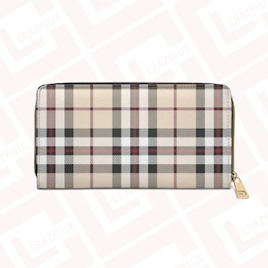 Designer Tartan Zipper Wallet, Designer Etui, Modisches Accessoire Geschenk für sie und Trendsetter, Kunstleder mit lebendigem Druckdesign