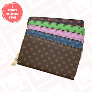 Portemonnee met hartpatroon cadeau voor haar, portemonnee, Valentijnsdagcadeau designerkoffer, modieus accessoire, dierproefvrije kaarthouder