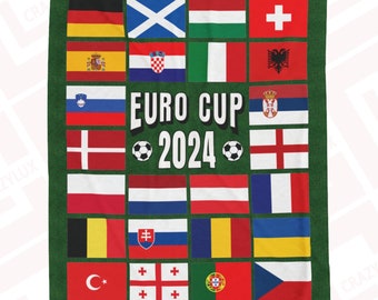 Euro Cup 2024 Velveteen Plush Blanket - Soccer Fan Cozy Home Decor - 50x60 Inches