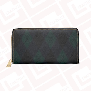 Cartera con cremallera y diseño de rombos en color negro, hermoso estuche para bolso, accesorio de moda, regalo para quienes marcan tendencia, cuero sintético