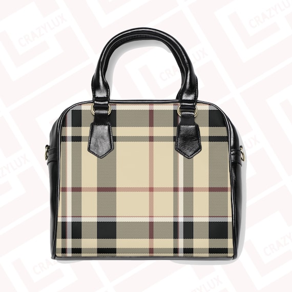 Beige Plaid Shoulder Handbag for Women Gift Faux Leather Designer Bag Gift Shoulder Purse for Mother Girlfriend Trending Style Outing Etsy