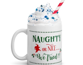 White Glossy Naughty or Nice Christmas Mug