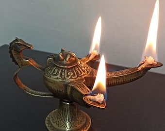 Brass Oil Lamp, Vintage Oil Lamp, Kerosene Lamp, Genie Lamp