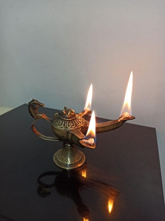 Brass Oil Lamp, Vintage Oil Lamp, Kerosene Lamp, Genie Lamp