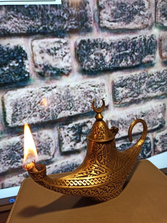 Vintage Brass Aladdin Oil Lamp: Sandal Shaped Genie Lamp - Etsy