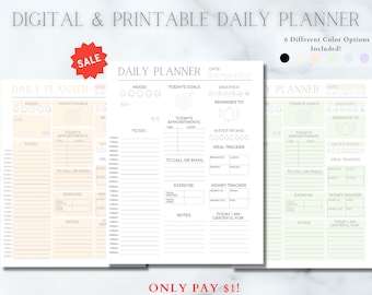 Planificador diario digital para Goodnotes & More l Inserción de página diaria l Planificador diario imprimible I A4, tamaño carta de EE. UU. / PDF Descarga instantánea