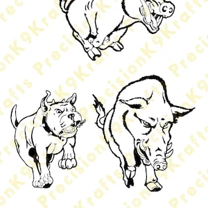 Feral pigs, catch dog, cartoon, svg,