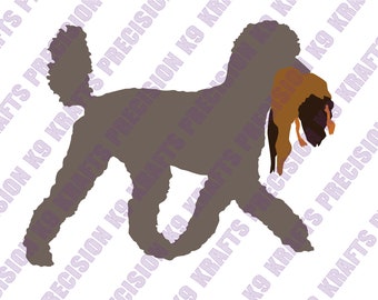 Standard poodle, running, hunting poodle, water dog, jumping, agility, SVG, PNG, Ai, PDF, Clipart, vector art, cut file,