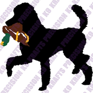 Standard poodle, duck retrieving, hunting poodle, water dog, duck, DXF, SVG, eps, ai, png