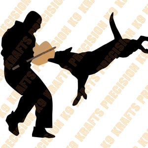 Protection dog training with decoy, DXF, SVG, EPS