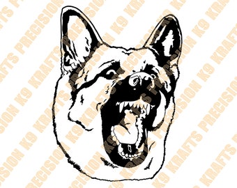 Barking German Shepherd, Schutzhund, protection, guard dog, svg, Ai, png, pdf, dxf