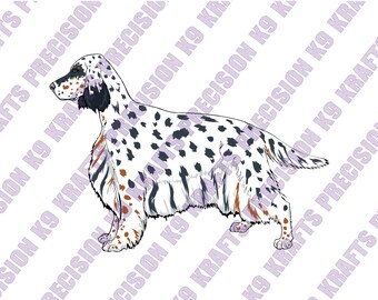 Tricolored English Setter Vector Illustration: Clipart Graphics (Digital Download)