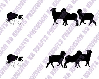 Border collie herding sheep, SVG, PNG, Ai, PDF, Clipart, vector art, cut file, Dxf