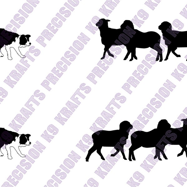 Border collie herding sheep, SVG, PNG, Ai, PDF, Clipart, vector art, cut file, Dxf