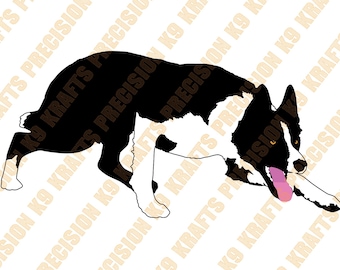 Border Collie Low Stalking, Svg, Dxf, Eps, Ai, Png