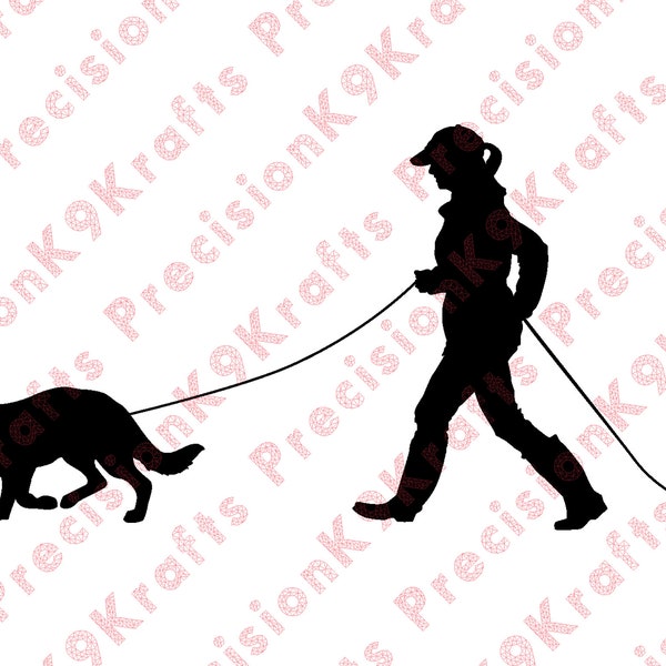 Woman tracking with shepherd, svg, dxf, eps, png