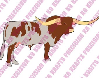 テキサスロングホーン牛のpng昇華デザインのダウンロード、手描き