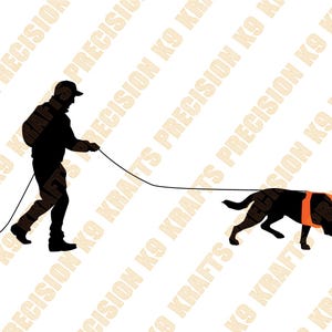 Clipart di un uomo che segue un Labrador: vettore di lavoro olfattivo (SVG, PNG, PDF)