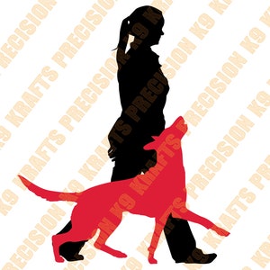 Lady Heeling mit Malinois, Gehorsam, Schutzhund, svg, dxf