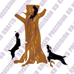 Treeing Feist Squirrel Hunting Dog Vector Clipart (SVG, Ai, PDF, PNG)