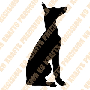 Doberman Pinscher sitting, Ai, Dxf, Svg, Eps, png, tif,