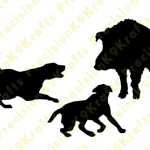 Bay dogs and feral hog, wild pig, hunting, svg