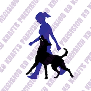 Belgian Malinois Heeling with Female Handler SVG PNG Clipart (Digital Download)