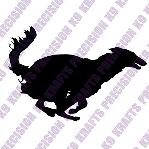 May include: A black silhouette of a running dog, likely a Borzoi, against a white background. The dog is depicted in full stride, with its body elongated and legs extended. The image has the text "KRAFTS PRECISION K9" in a diagonal pattern.