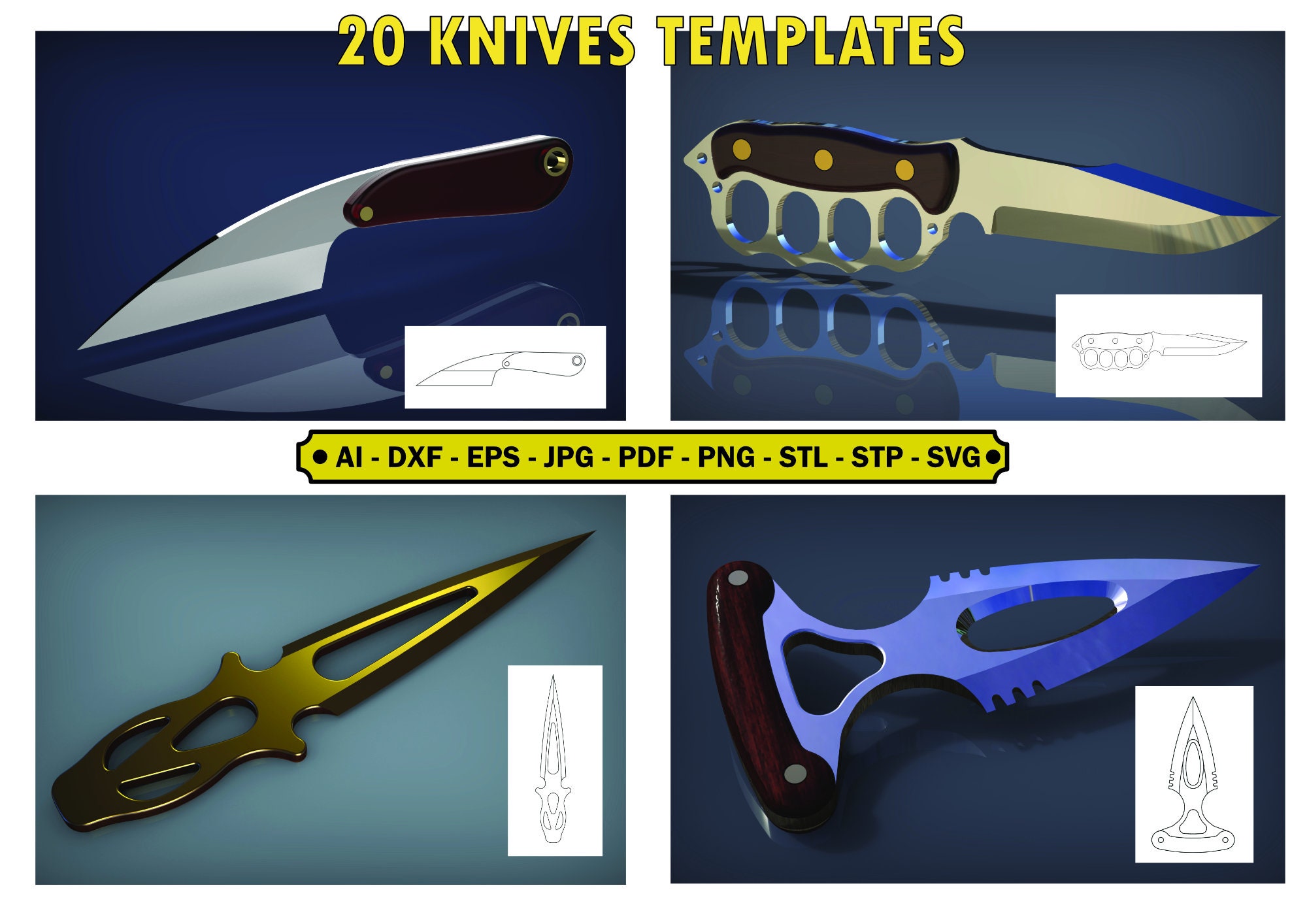 20 Knives Templates Etsy 20 Knives Templates Etsy