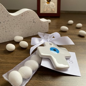 Ceramic Cross Christening Bonbonierre
