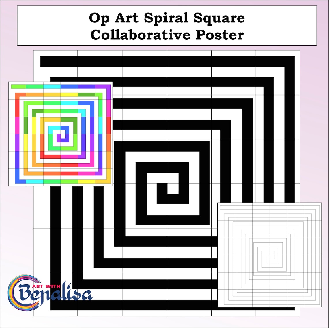 Op Art Spiral Square Collaborative Poster/bulletin Board/printable ...